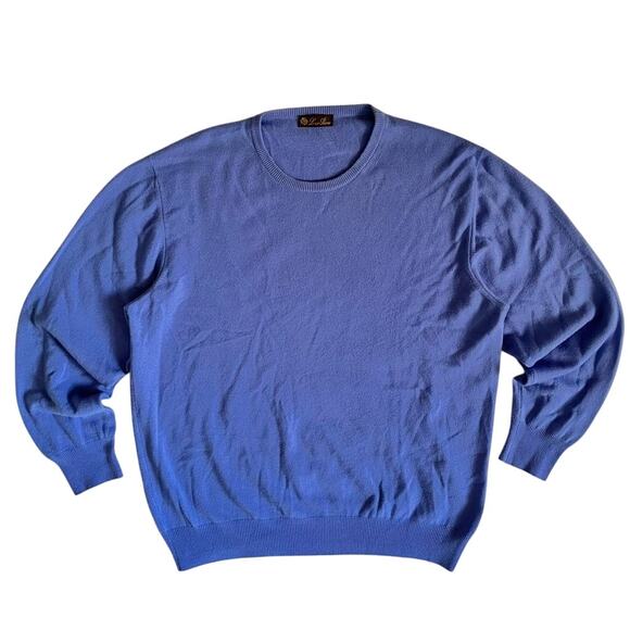 Loro Piana Baby Cashmere Sweater Men's XXL Classic Crewneck Pullover Jumper Blue - Picture 1 of 9